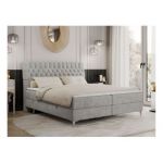 Łóżko kontynentalne MILEN 160x200 - H4 - jasnoszary, struktura