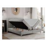 Łóżko kontynentalne MILEN 160x200 - H4 - jasnoszary, struktura