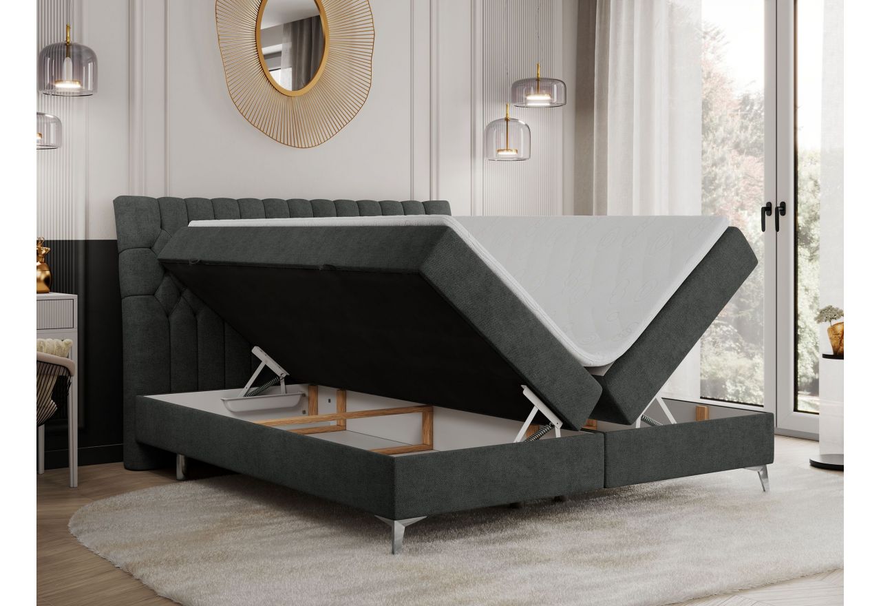 Łóżko kontynentalne MILEN 120x200 - H3 - ciemnoszary, struktura