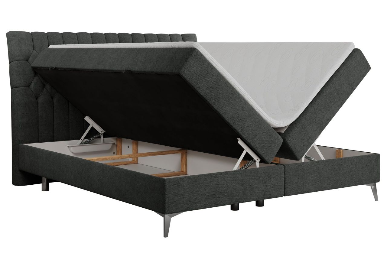 Łóżko kontynentalne MILEN 120x200 - H3 - ciemnoszary, struktura