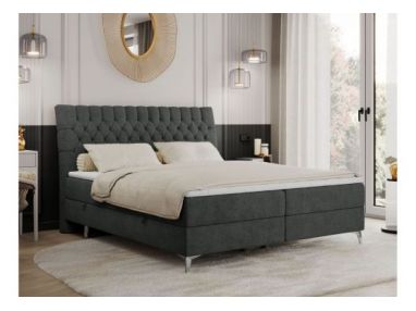 Łóżko kontynentalne MILEN 160x200 - H3 - ciemnoszary, struktura