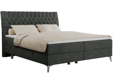 Łóżko kontynentalne MILEN 160x200 - H3 - ciemnoszary, struktura