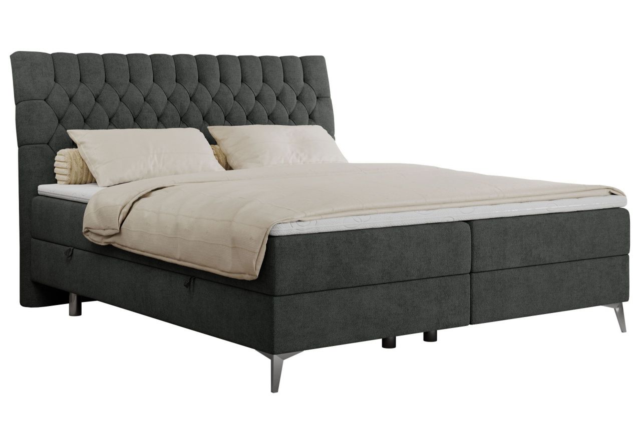 Łóżko kontynentalne MILEN 180x200 - H3 - ciemnoszary, struktura