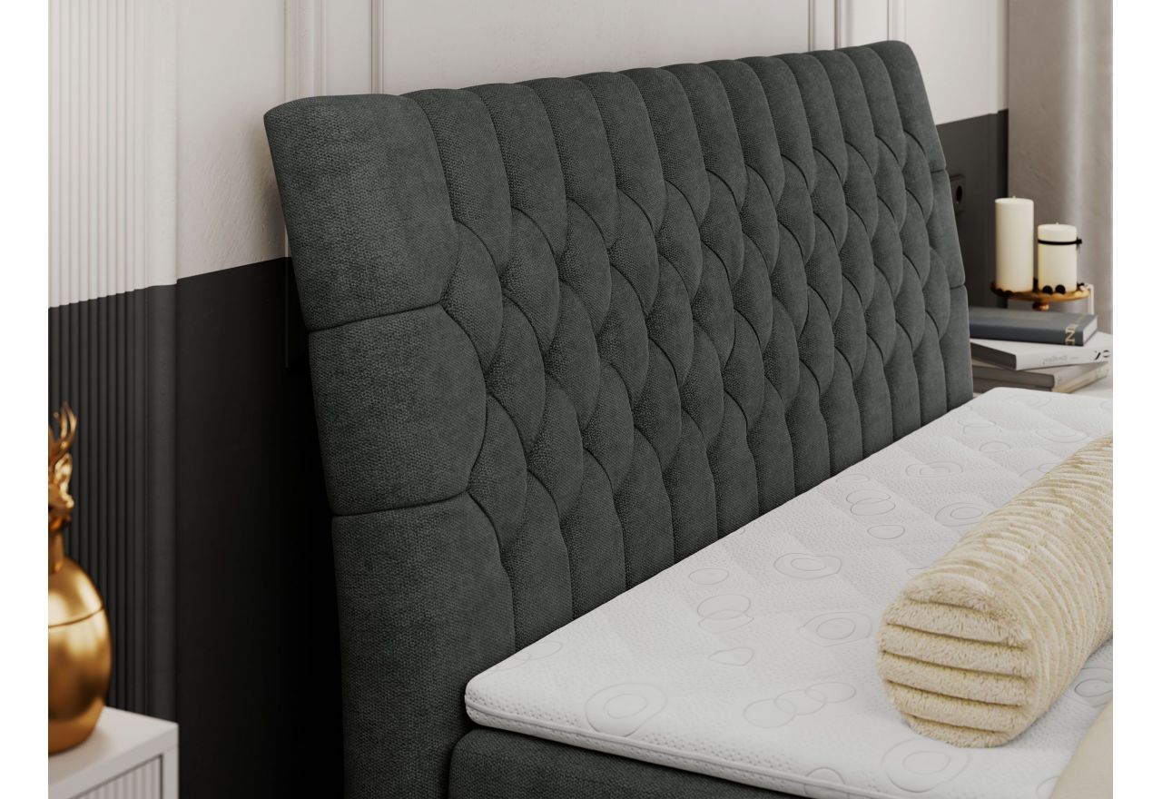 Łóżko kontynentalne MILEN 120x200 - H4 - ciemnoszary, struktura