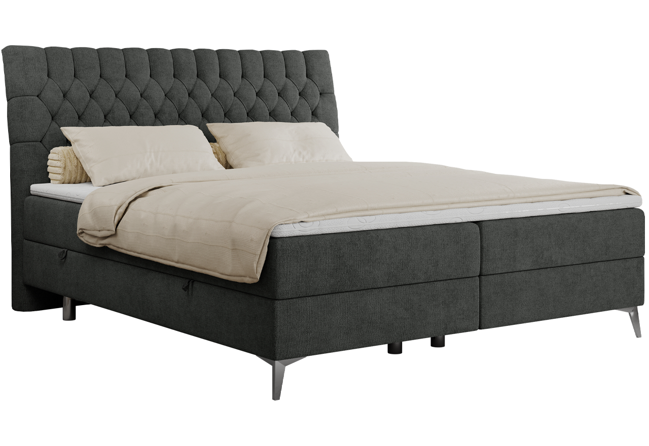 Łóżko kontynentalne MILEN 160x200 - H4 - ciemnoszary, struktura