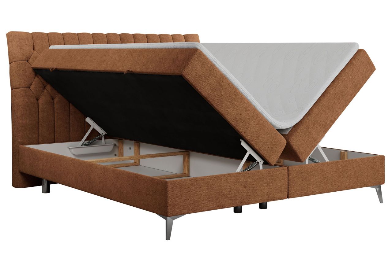 Łóżko kontynentalne MILEN 140x200 - H3 - pomarańczowy, struktura