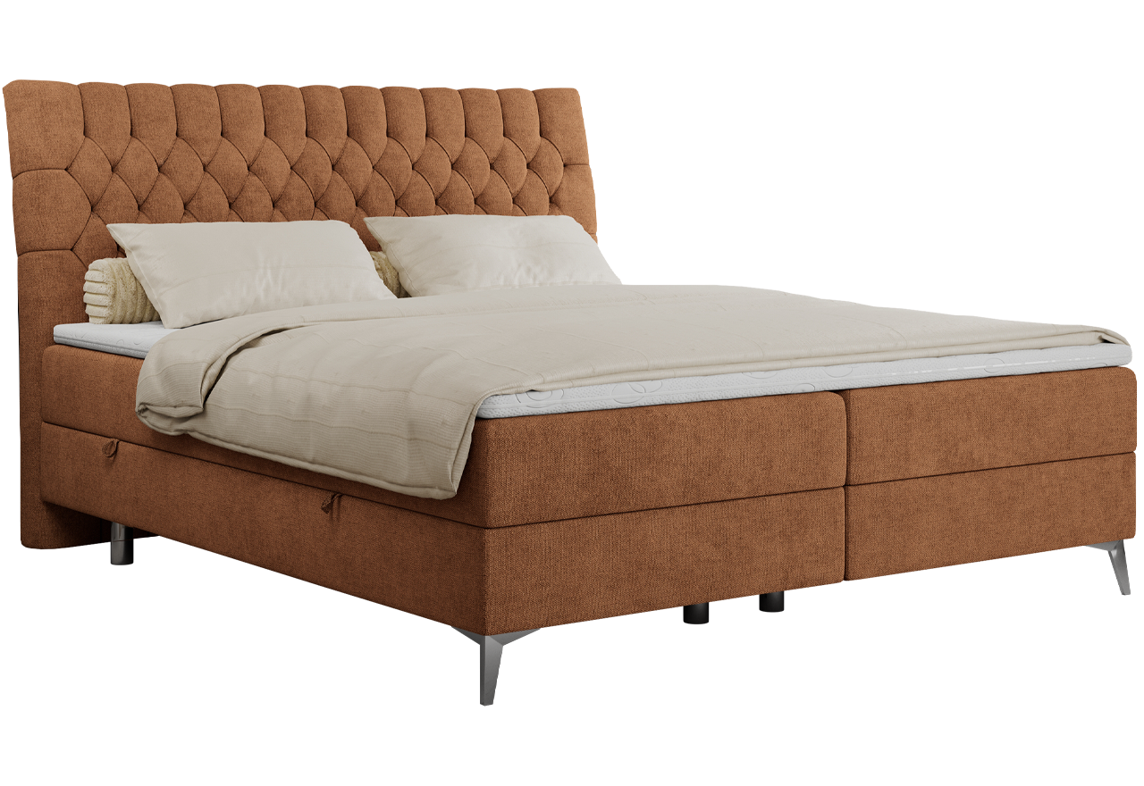 Łóżko kontynentalne MILEN 120x200 - H4 - pomarańczowy, struktura