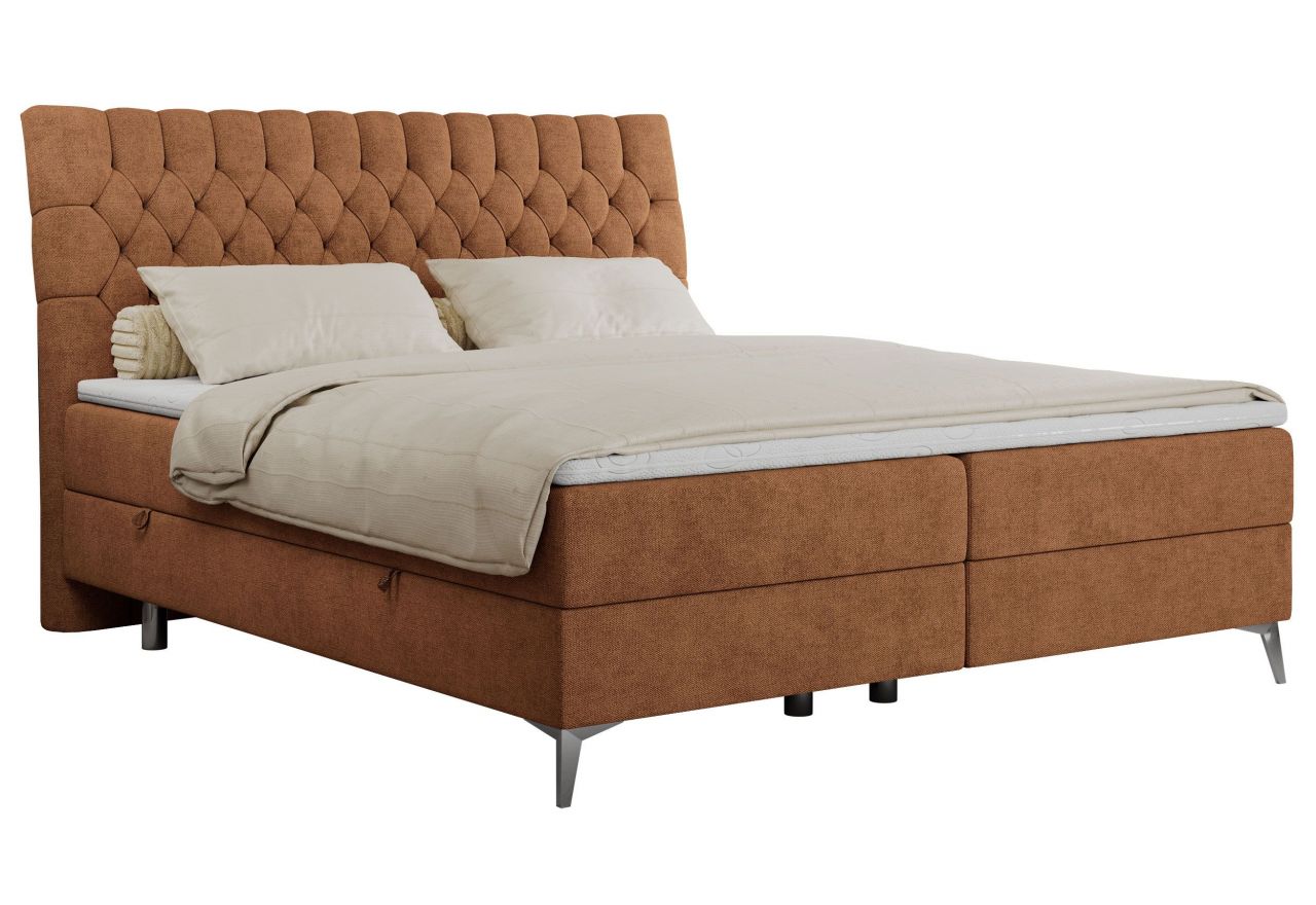 Łóżko kontynentalne MILEN 180x200 - H4 - pomarańczowy, struktura