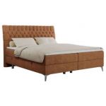 Łóżko kontynentalne MILEN 200x200 - H4 - pomarańczowy, struktura