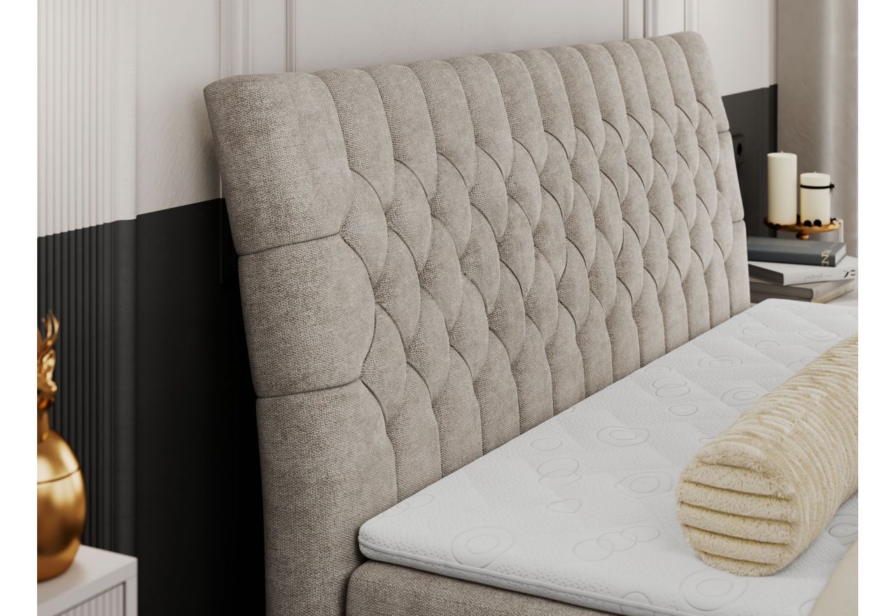 Łóżko kontynentalne MILEN 140x200 - H3 - beżowy, struktura