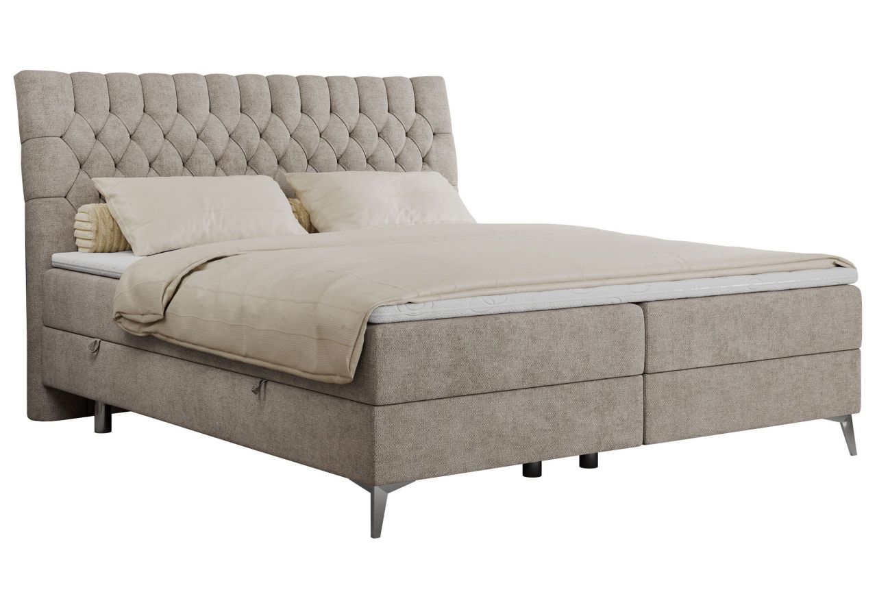 Łóżko kontynentalne MILEN 180x200 - H3 - beżowy, struktura