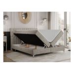 Łóżko kontynentalne MILEN 200x200 - H3 - beżowy, struktura