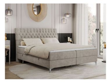 Łóżko kontynentalne MILEN 120x200 - H4 - beżowy, struktura