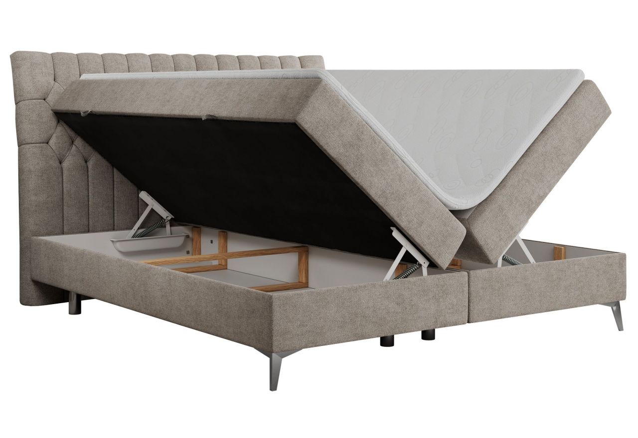 Łóżko kontynentalne MILEN 160x200 - H4 - beżowy, struktura