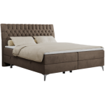 Łóżko kontynentalne MILEN 200x200 - H3 - brązowy, welwet