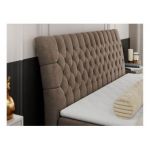 Łóżko kontynentalne MILEN 200x200 - H3 - brązowy, welwet