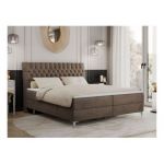 Łóżko kontynentalne MILEN 120x200 - H4 - brązowy, welwet