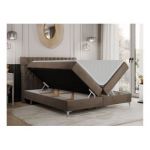 Łóżko kontynentalne MILEN 120x200 - H4 - brązowy, welwet