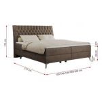 Łóżko kontynentalne MILEN 140x200 - H4 - brązowy, welwet