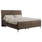 Łóżko kontynentalne MILEN 200x200 - H4 - brązowy, welwet