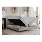 Łóżko kontynentalne MILEN 160x200 - H3 - jasnoszary, welwet