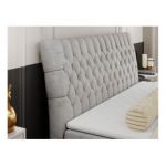 Łóżko kontynentalne MILEN 200x200 - H3 - jasnoszary, welwet