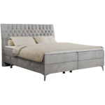 Łóżko kontynentalne MILEN 140x200 - H4 - jasnoszary, welwet