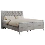 Łóżko kontynentalne MILEN 140x200 - H4 - jasnoszary, welwet