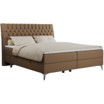 Łóżko kontynentalne MILEN 120x200 - H3 - brązowy, ekoskóra