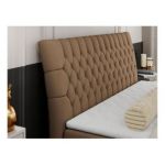 Łóżko kontynentalne MILEN 120x200 - H3 - brązowy, ekoskóra