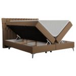 Łóżko kontynentalne MILEN 120x200 - H3 - brązowy, ekoskóra
