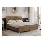 Łóżko kontynentalne MILEN 160x200 - H3 - brązowy, ekoskóra