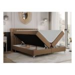 Łóżko kontynentalne MILEN 160x200 - H3 - brązowy, ekoskóra