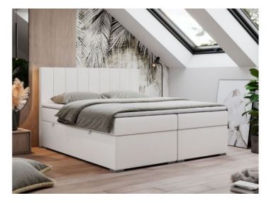 Łóżko kontynentalne LOPE 160x200 - H3 - biały, ekoskóra