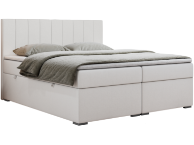 Łóżko kontynentalne LOPE 160x200 - H3 - biały, ekoskóra