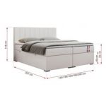 Łóżko kontynentalne LOPE 180x200 - H3 - biały, ekoskóra