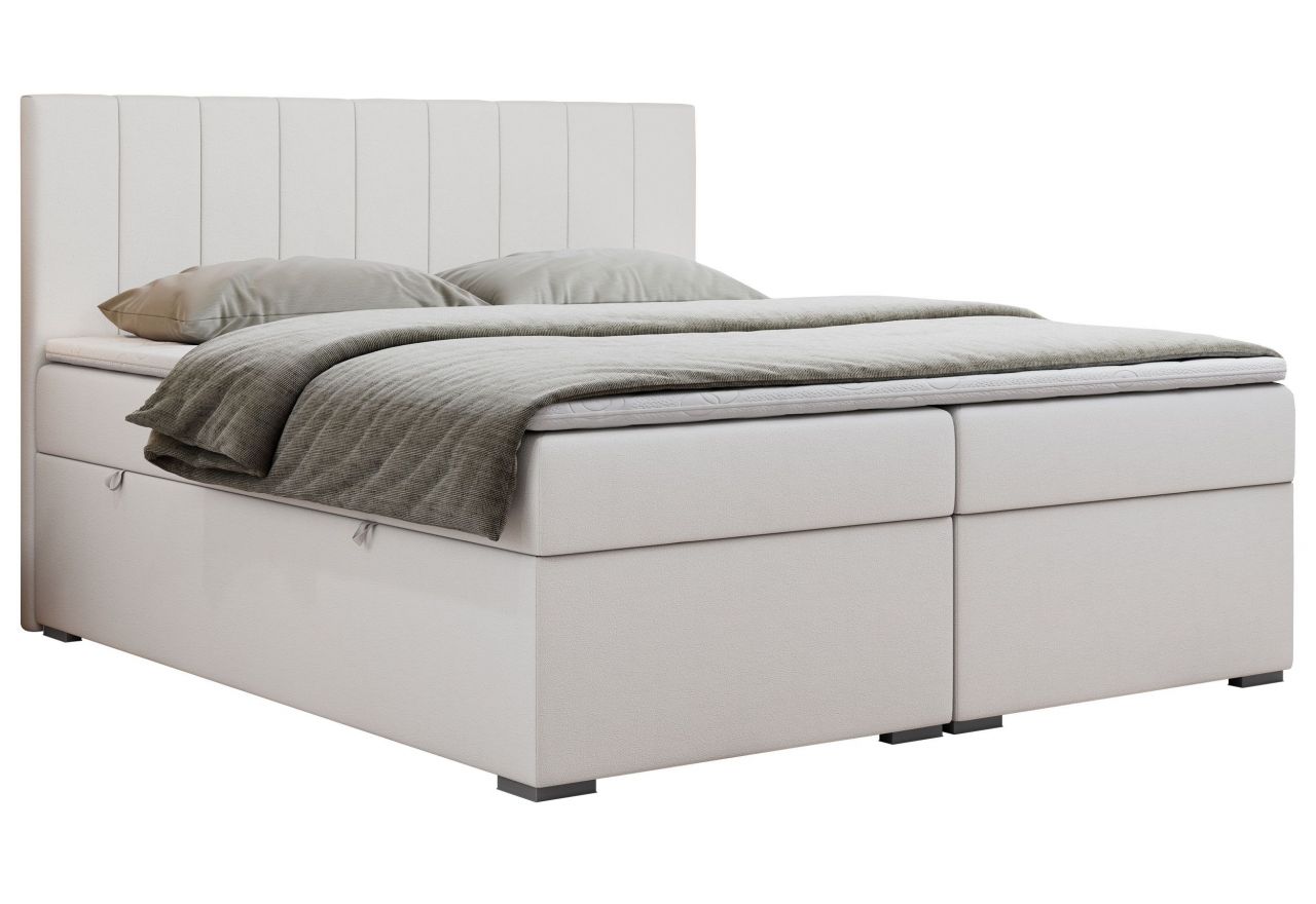 Łóżko kontynentalne LOPE 180x200 - H3 - biały, ekoskóra