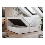 Łóżko kontynentalne LOPE 120x200 - H4 - biały, ekoskóra