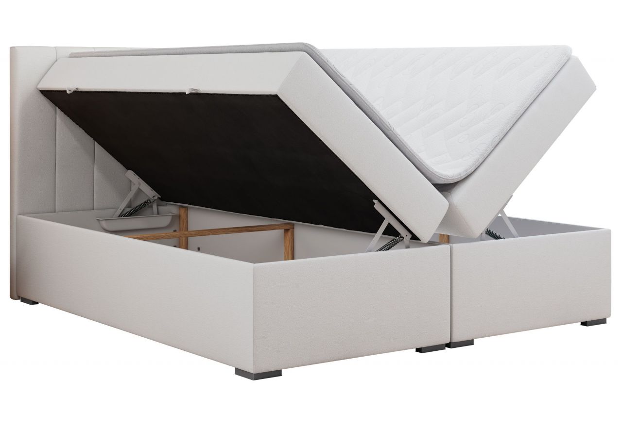 Łóżko kontynentalne LOPE 120x200 - H4 - biały, ekoskóra