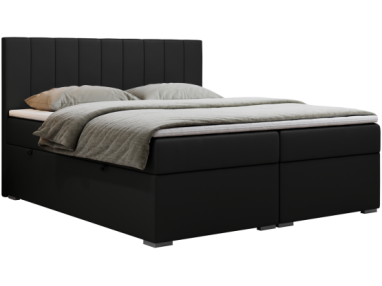 Łóżko kontynentalne LOPE 160x200 - H3 - czarny, ekoskóra