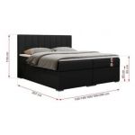 Łóżko kontynentalne LOPE 160x200 - H3 - czarny, ekoskóra