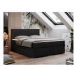 Łóżko kontynentalne LOPE 120x200 - H4 - czarny, ekoskóra
