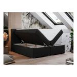 Łóżko kontynentalne LOPE 160x200 - H4 - czarny, ekoskóra