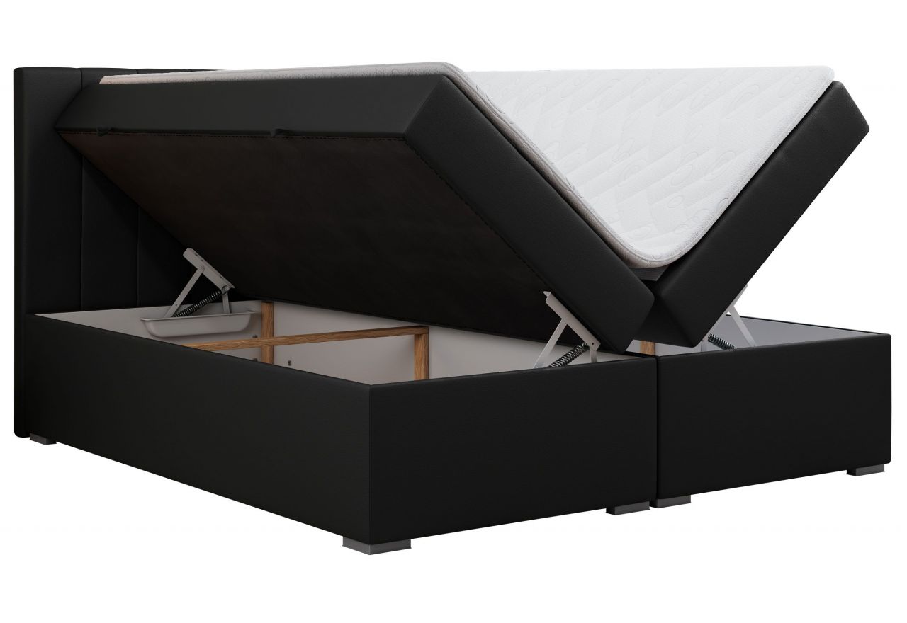 Łóżko kontynentalne LOPE 180x200 - H4 - czarny, ekoskóra