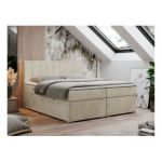 Łóżko kontynentalne LOPE 120x200 - H3 - beżowy, welwet