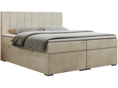 Łóżko kontynentalne LOPE 160x200 - H3 - beżowy, welwet