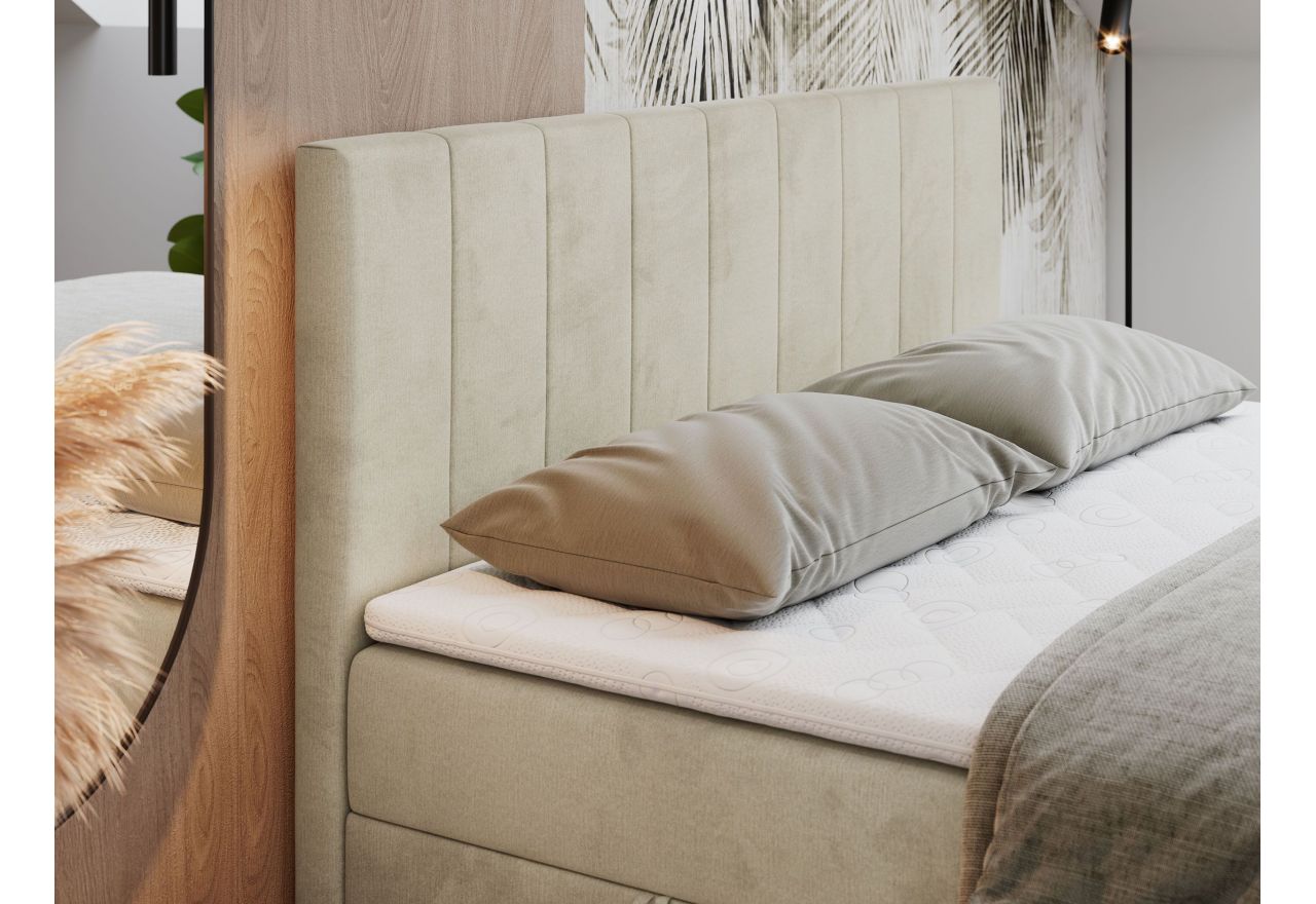 Łóżko kontynentalne LOPE 160x200 - H3 - beżowy, welwet