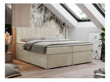 Łóżko kontynentalne LOPE 180x200 - H4 - beżowy, welwet