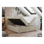 Łóżko kontynentalne LOPE 180x200 - H4 - beżowy, welwet