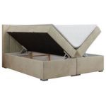 Łóżko kontynentalne LOPE 180x200 - H4 - beżowy, welwet